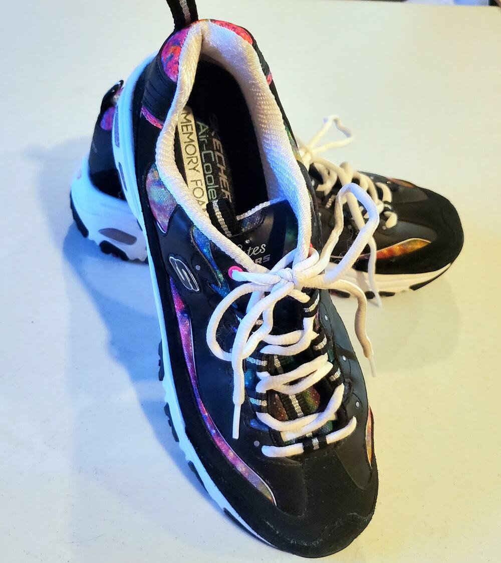 Skechers D'Lite Black Lace Up Sneakers Womens Size 11 Sports Casual Normcore